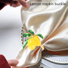 Napkin Rings Set of 8,Lemon Wedding Napkin Holder Gold Napkin Buckle for Table Decor Parties Holiday Family Gathering