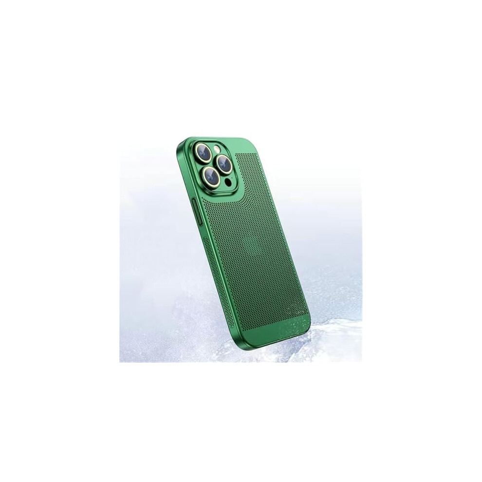 Case For Iphone 14 Pro Slim Heat Dissipation Honeycomb Mesh Cover With Electroplated Border Green 9092120242454