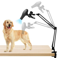 Dog Hair Dryer Holder,360 Rotatable Hands-Free Pet Dryer Holder, with Adjustable Clamp , Fits Most Hairdryers