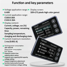 TC147 High-Precision Color Screen Coulomb Meter, Battery Voltage and Current Meter, Lithium Battery Power Display Meter