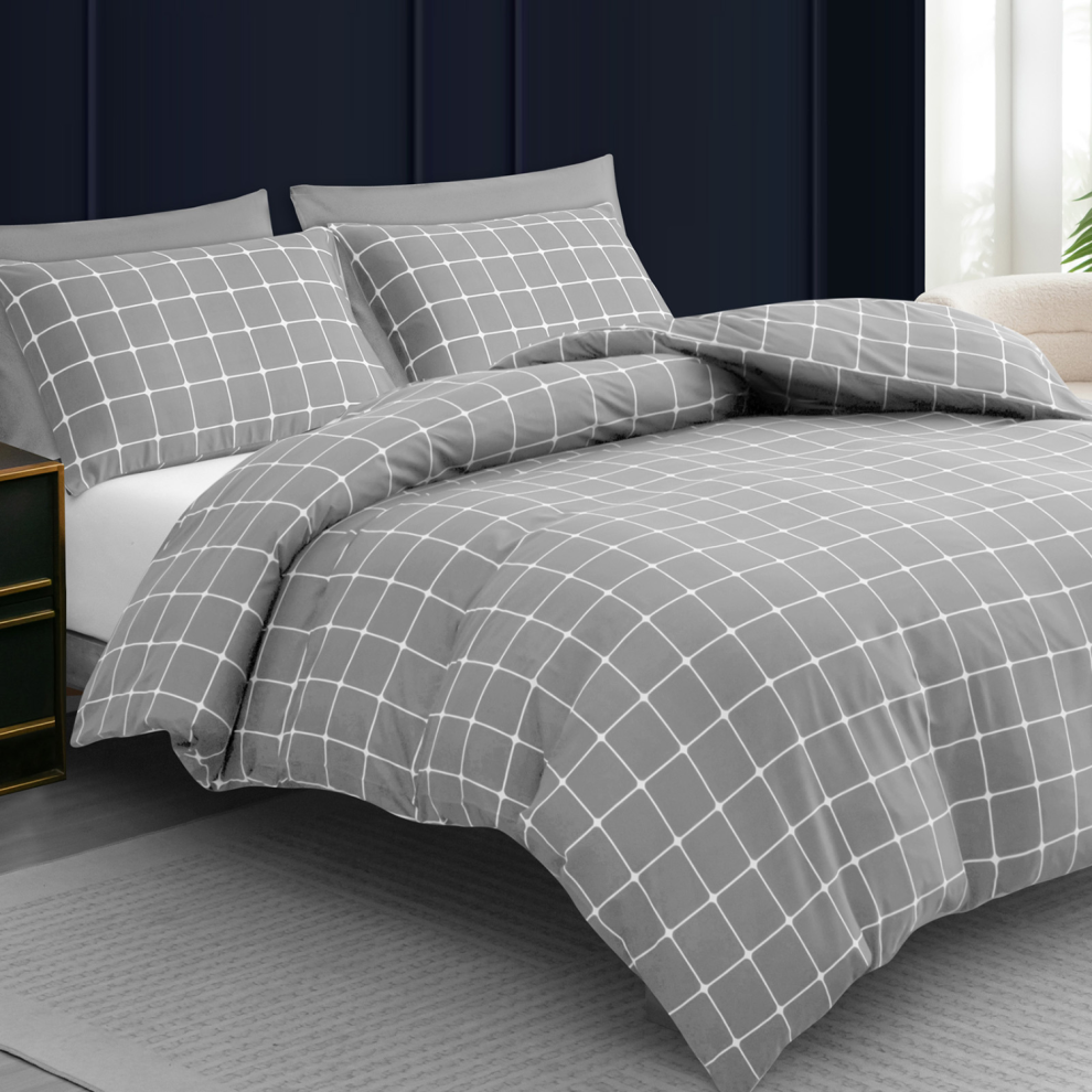 Lazzaro Home Feel The Difference (King, Grey) Premium Microfiber Duvet Cover Set