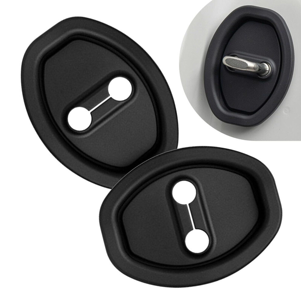 Car Door Lock Cover Silicone Noise Reduction Rust Prevention Shock Absorber Universal 2Pcs Black 9330225942528
