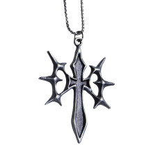 Collier artistique avec croix d'épines en acier inoxydable