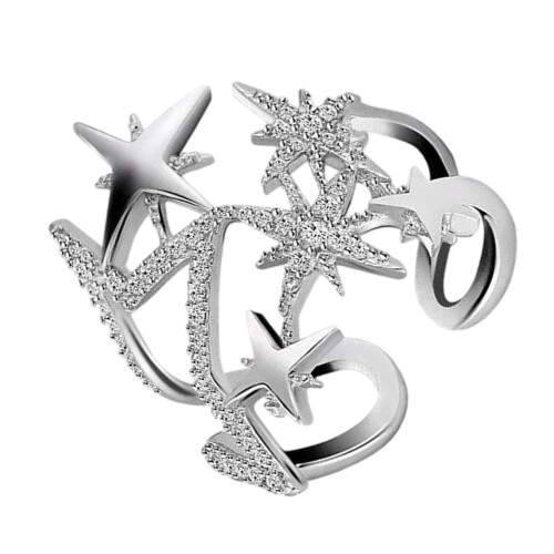 Bague étoile en cuivre réglable délicate avec pierre de Zircon