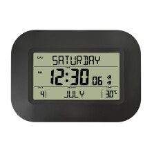 Horloge numérique minimaliste affichant la température-Noir