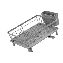 Sturdy Carbon Steel Tabletop Dish Rack Stand For Plates-Gray