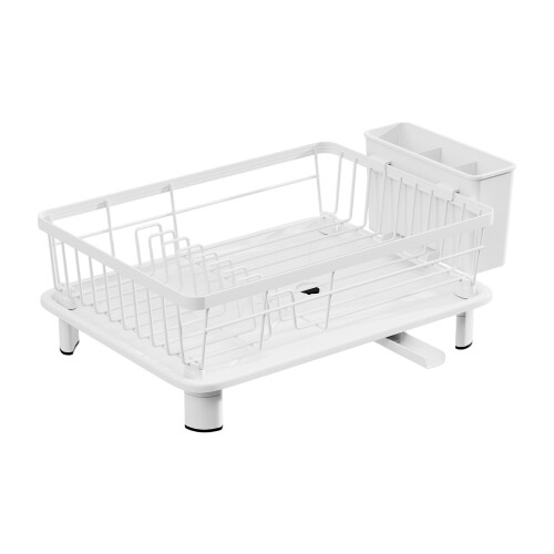 Sturdy Carbon Steel Tabletop Dish Rack Stand For Plates-White