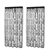 2 Pack Black Lace Curtains French Retro Sheer-140x100cm