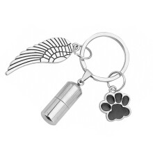 Stainless Steeled Cylinder Cremation Urn Necklace-silver
