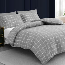 (Super King, Grey) Brushed Microfiber Duvet Cover Set