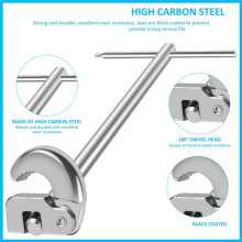 Basin Wrench 3/8 to 1-1/4inch Jaw Capacity Tap Nut Spanner Basin Spanner Sink Faucet Wrench for Tight Spaces Silver