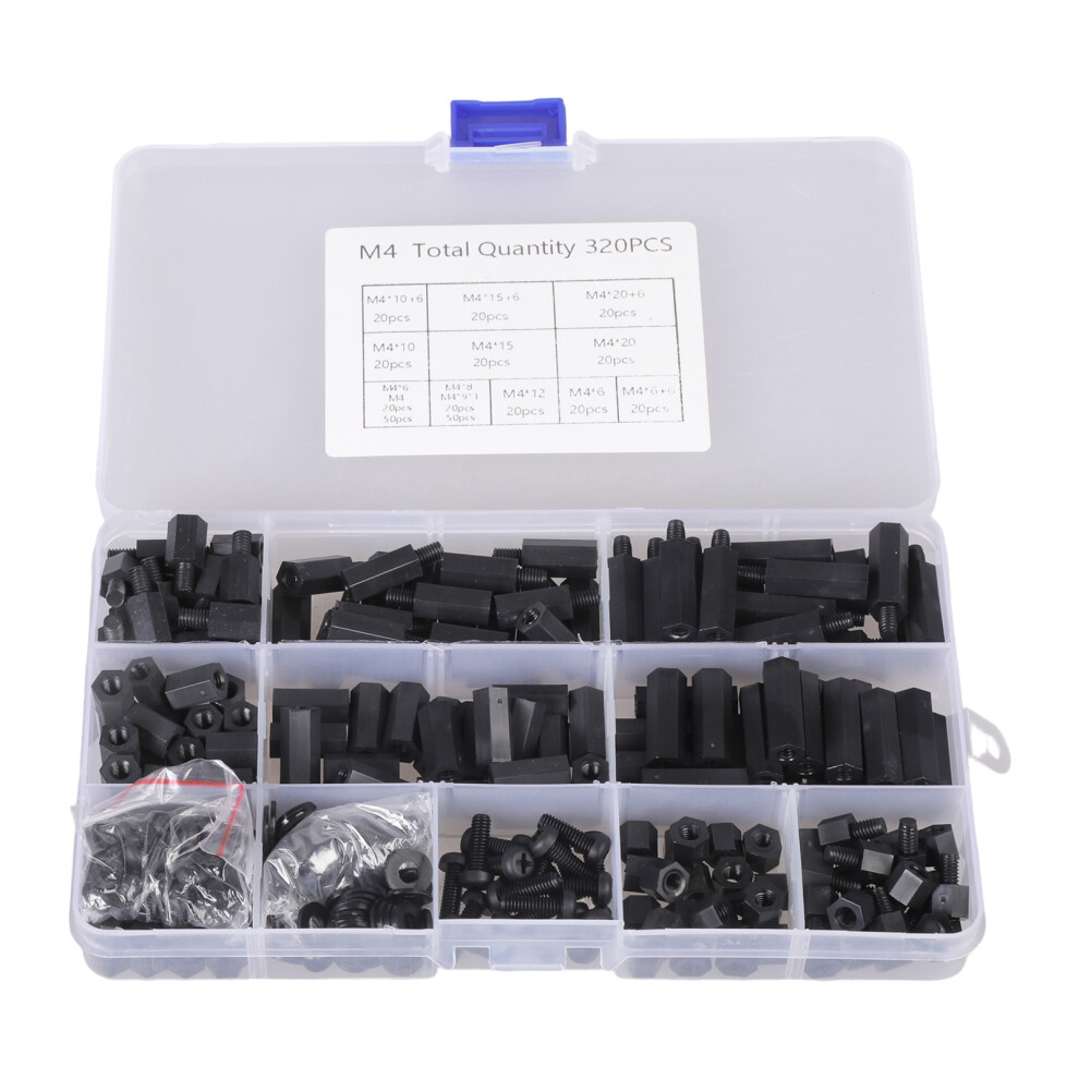 320Pcs Nylon Standoff Spacer Screw Nut And Washer Set-4 7696001621264