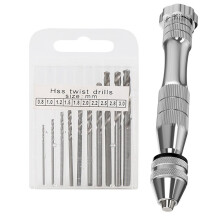 Hand Operated Drill Comes With 10Pcs Twist Drills Bit (0.8-3mm)