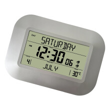 Wand- und Tischwecker mit LCD-Bildschirm,-Silber