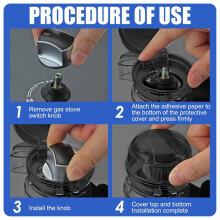 6 Pack Stove Knob Safe Covers, Universal Transparent Child Proof Stove Knob Covers,Heat-Resistant Gas Stove Cover Black