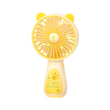 Portable 3 Speed Rechargeable Handheld Fan Desktop Stand-Yellow