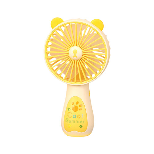 Portable 3 Speed Rechargeable Handheld Fan Desktop Stand-Yellow