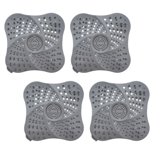4Pcs Floor Drain Cover Mesh Sink Strainer Sewer Outfall-grey
