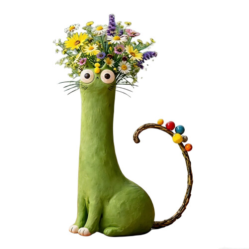 Unique Whimsical Cats Shape Vases For Home-light green cat