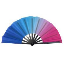 Double Pattern Plastic Martial Arts Exercise Fan-blue purple.