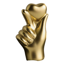 Heart Hand Gesture Resin Statue Ornament 11cm Height For-Gold