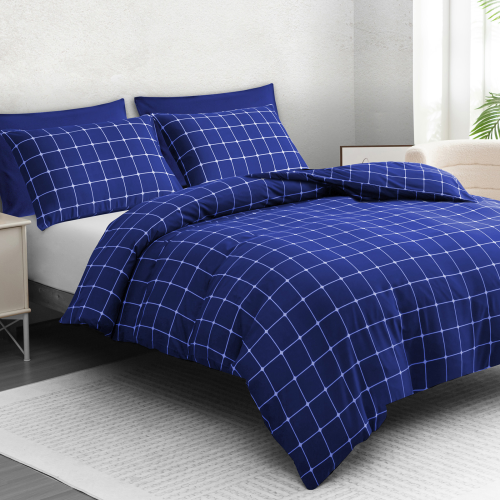 (Double, Blue) Premium Microfiber Duvet Cover Set