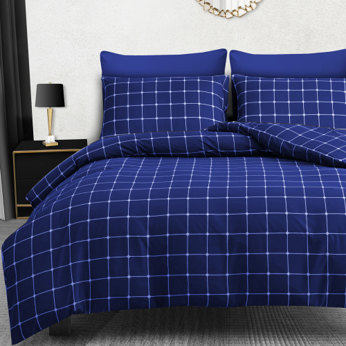 (Double, Blue) Premium Microfiber Duvet Cover Set 1