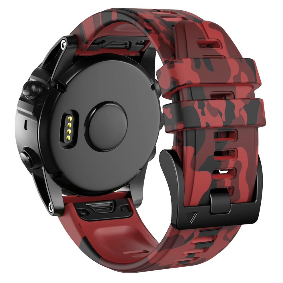 22Mm Camouflage Wearresistant Rubber Watch Band Strap For Garmin Fenix5/6/6 Pro Red 9455672043601