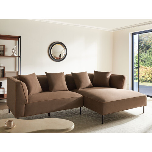 Beliani Corner Sofa 3 Seater SATER Fabric Brown Left Hand 1