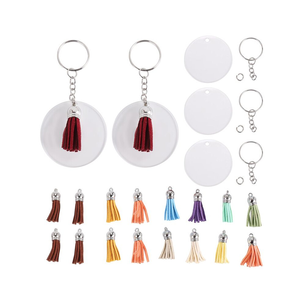 300Pcs Acrylic Keychain Blanks Clear Acrylic Circles Discs Transparent For Diy Keychain Project 4713641260622