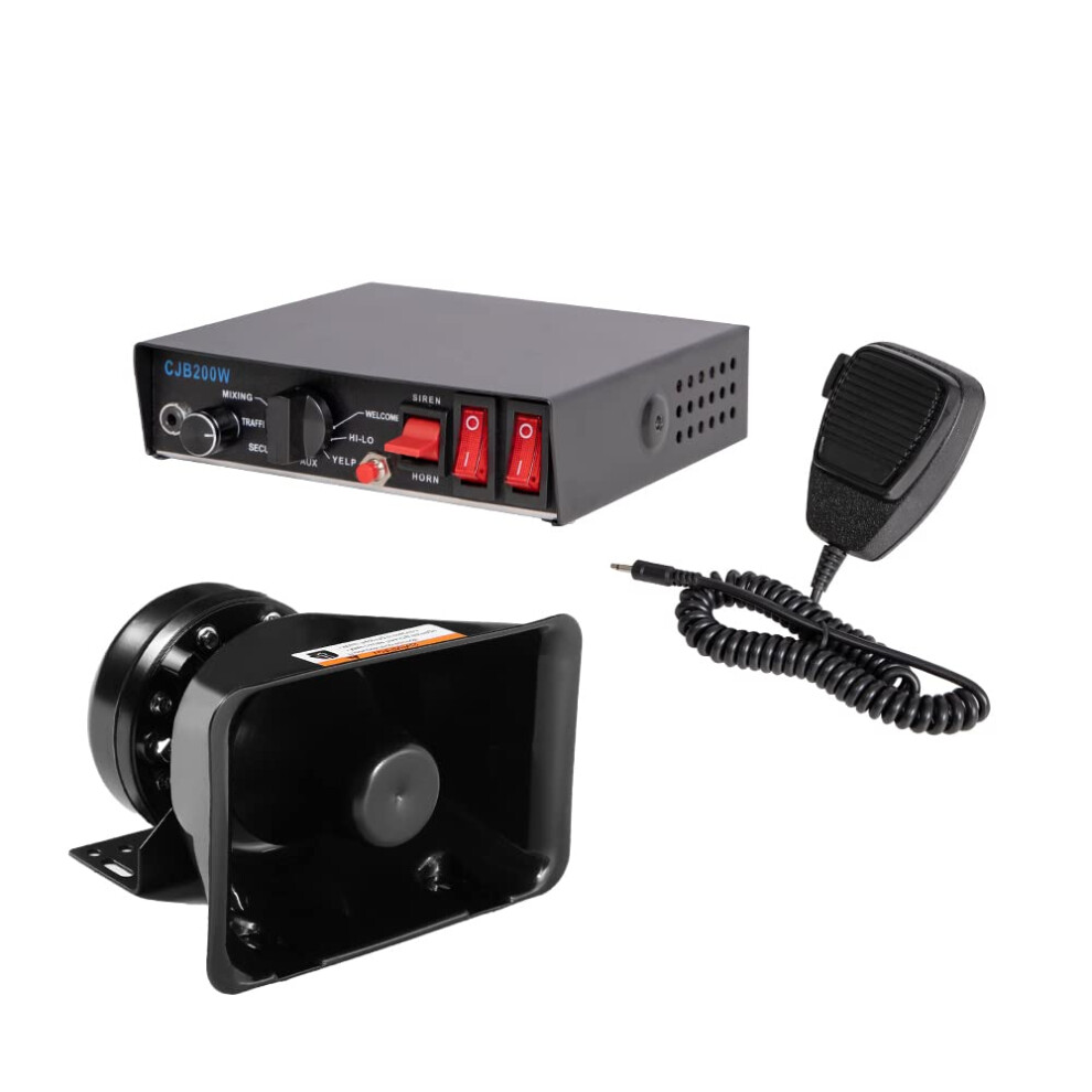 12V 200W Police Car Siren Kit With 120Db Loudspeaker And Air Horn Pa System Hands Control 9092120543711