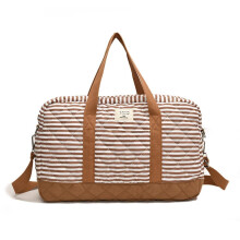 Okuuer Diaper Bag Striped Diaper Bag with Adjustable Strap Baby Nappy Bag Baby Nappy Bag for Travel, brown