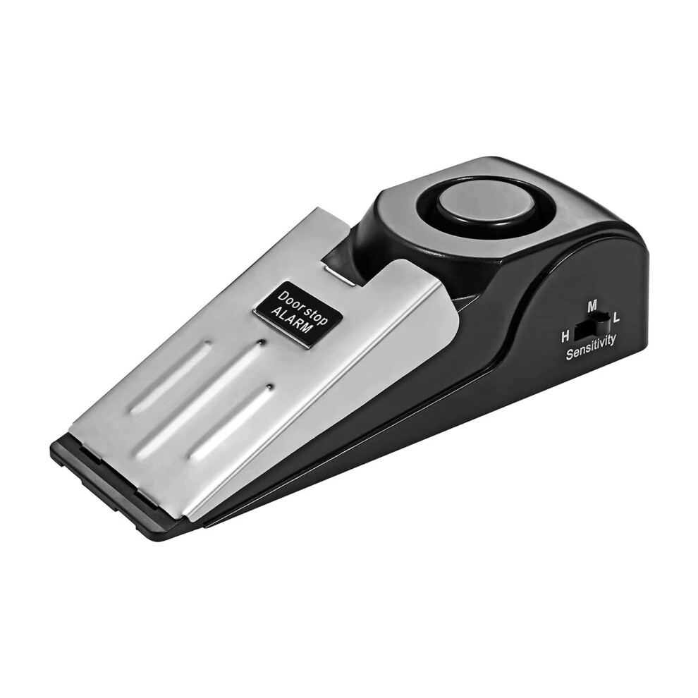 120Db Door Stop Alarm With Adjustable Sensitivity, Portable Security Wedge For Travel, Hotel, Home 9092120543889