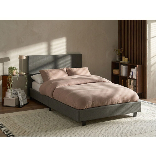 Beliani Bed Fabric ALBI 120 x 200 cm (EU Small Double) Grey 1