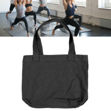 Große schwarze Baumwoll-Leinen-Yogatasche 35x45cm Tragbare Matte Träger