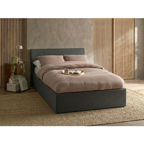 Beliani Ottoman Bed ORBEY Fabric Grey 120 x 200 cm (EU Small Double) 1