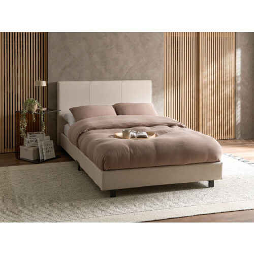Beliani Bed Fabric ALBI 120 x 200 cm (EU Small Double) Beige 1
