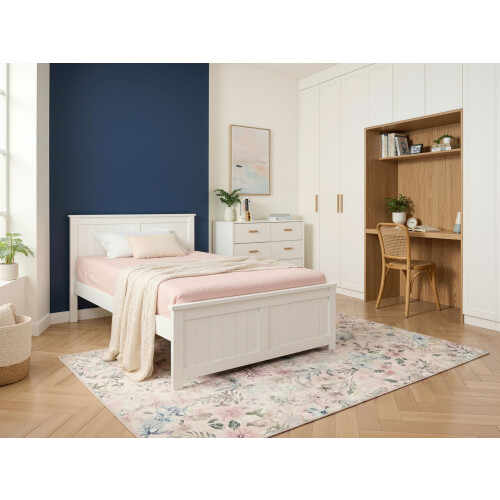 Beliani Bed Pine Wood SABRAN 120 x 200 cm (EU Small Double) White 1