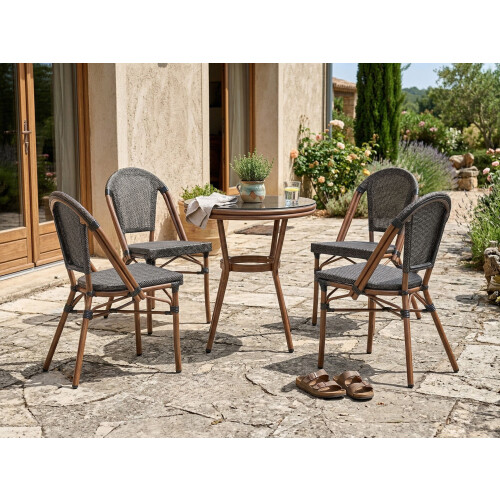 Beliani Bistro Table RIFREDDO 70 cm 70 cm Tempered Glass Grey 1