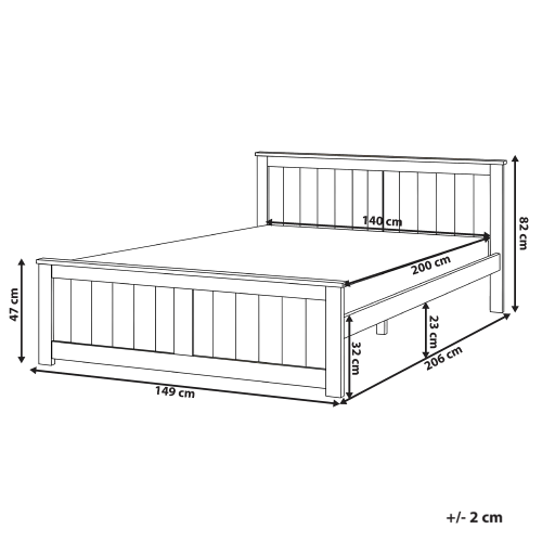 Beliani Bed Pine Wood SABRAN 140 x 200 cm (EU Double) White 2