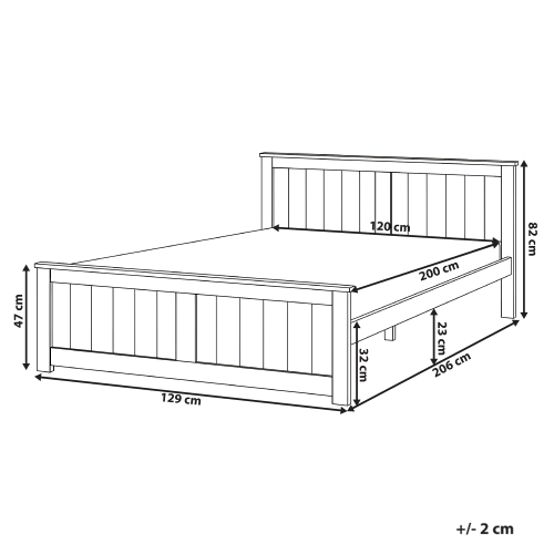 Beliani Bed Pine Wood SABRAN 120 x 200 cm (EU Small Double) White 2
