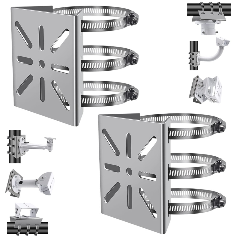 2 Pack Stainless Steel Cctv Camera Wall Mount Bracket And Pole Mount Adapter For Security Ptz Dome 9455672044271