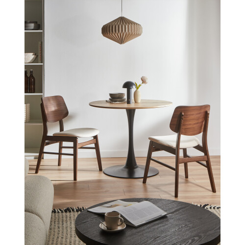 Beliani Set of 2 Dining Chairs MAYER Fabric Off-White/ Brown 1