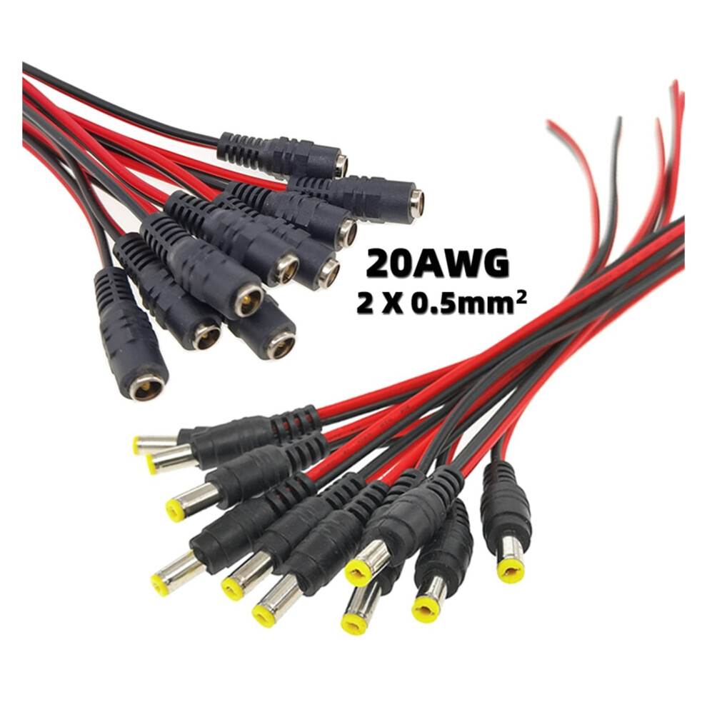 Dc Power Pigtail Cable 5.5X2.1mm Female Connector 20Awg For Cctv Camera And Led Lights 5Pcs 9455672044301