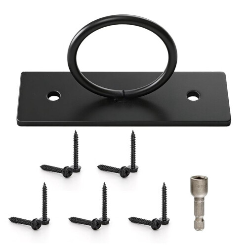 5 Pack Iron Ring Rope Support Holder, Decorative Drop Ring Brackets for Stair Railing, Deck, Wall & Ceiling Hook 2
