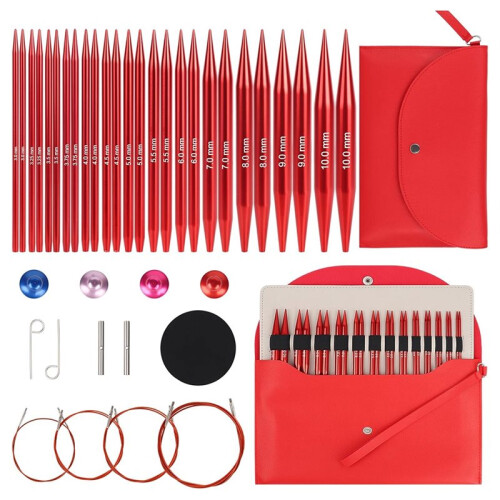 Interchangeable Circular Knitting Needles Set, Aluminum 3.0mm-10.0mm with Case for Crafting 1