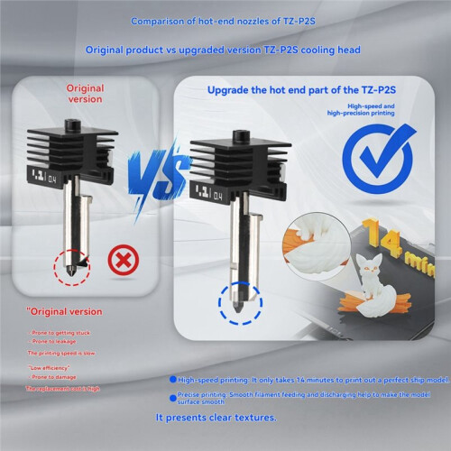 4set for  P2S Removable Hardened Steel Nozzle Hot End 3D Printer Replacement Hotend W/4pcs Silicone Socks 1