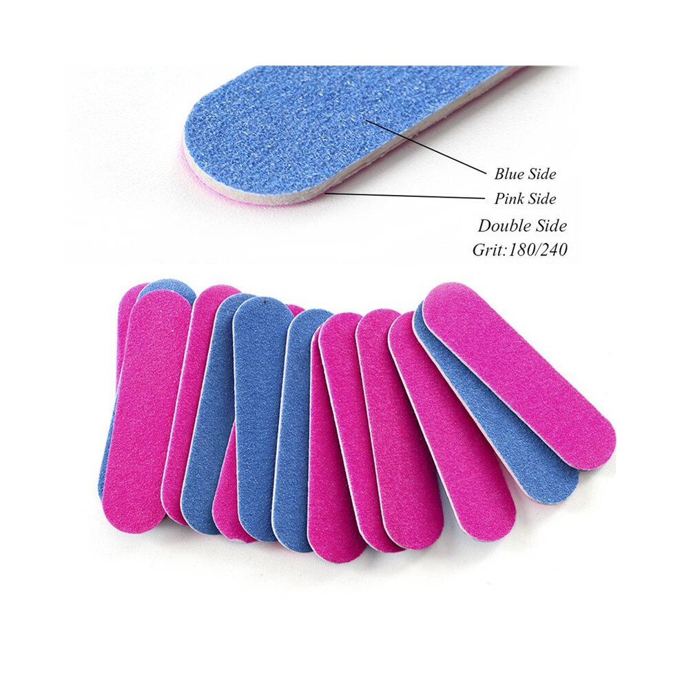 300Pcs Nail Files Double Color Wooden  Buffer Sanding 180/240 Disposable Manicure Tools