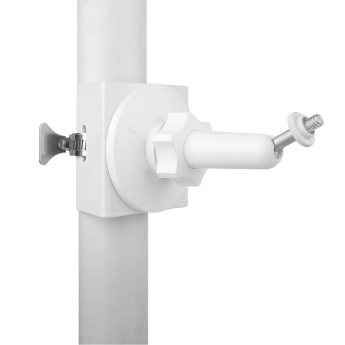 Security Camera Pole Mount with 360 Rotating Adjustment, White Outdoor Bracket for Versatile Use