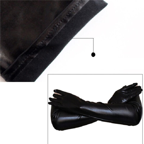 3X Long Gloves in Leather Optics One Size Black - Black